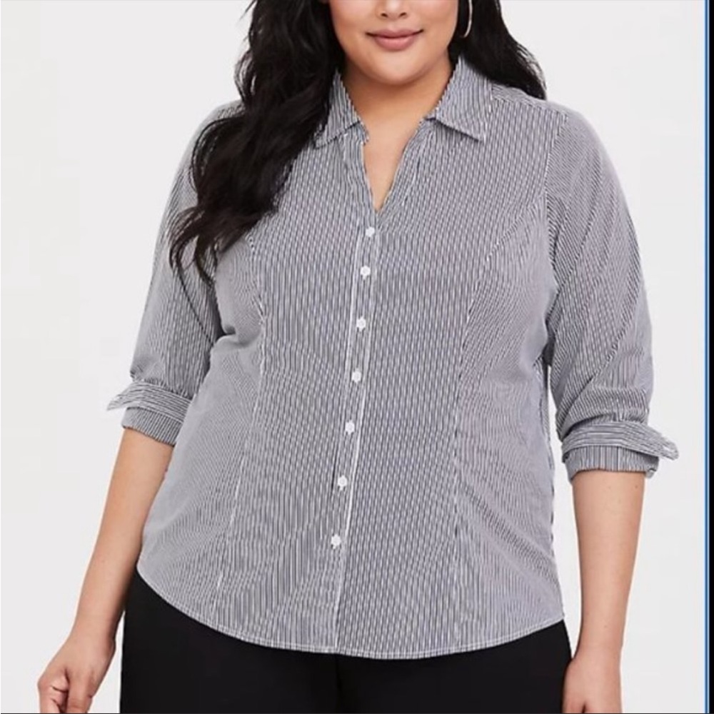Torrid Stripe Poplin Button Down Shirt 6X